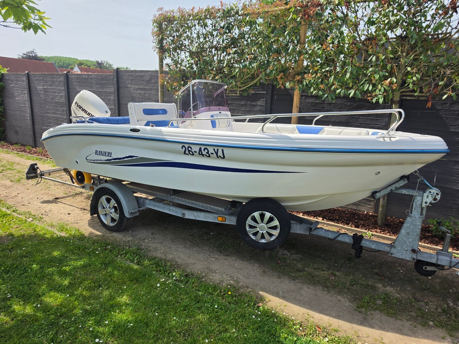 Ranieri Azzurra met evinrude e tec 75 pk 2010 350 uur., Watersport en Boten, Speedboten, Ophalen, Buitenboordmotor