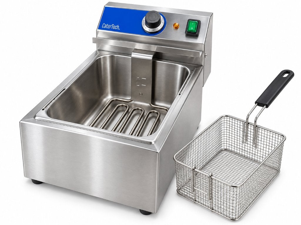 CaterTech – Friteuse électrique professionnelle inox, 4 litres ou plus, Enlèvement ou Envoi, Comme neuf, Pan intérieur amovible