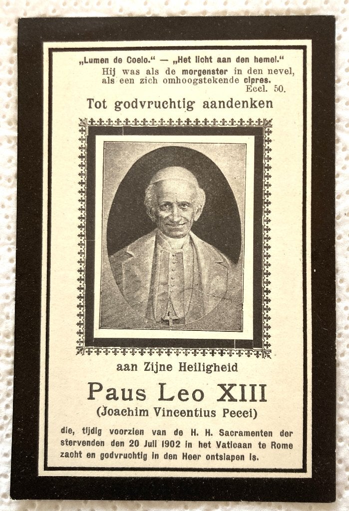 Oud Bidprentje van Paus Leo XIII met foto, Enlèvement ou Envoi, Image pieuse