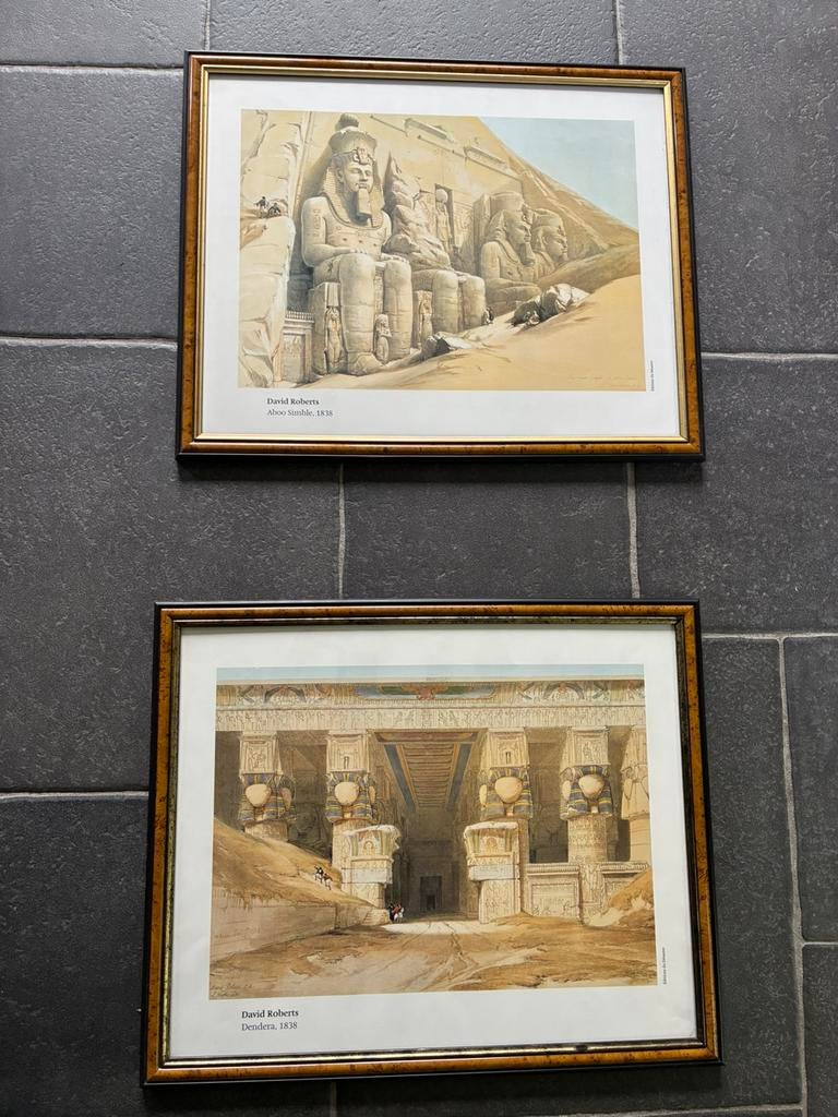 Paar Egyptische schilderijen - David Roberts, Antiek en Kunst, Kunst | Tekeningen en Fotografie, Ophalen
