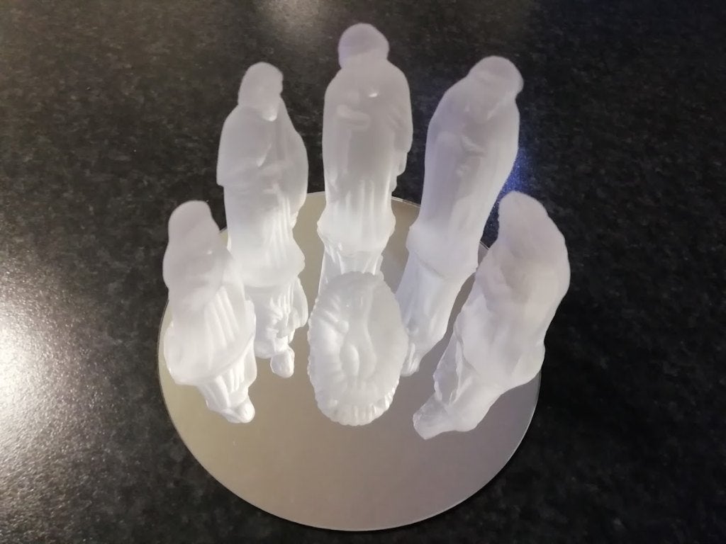 Kerstfiguurtjes in glas / incl.spiegeltje, Ophalen of Verzenden