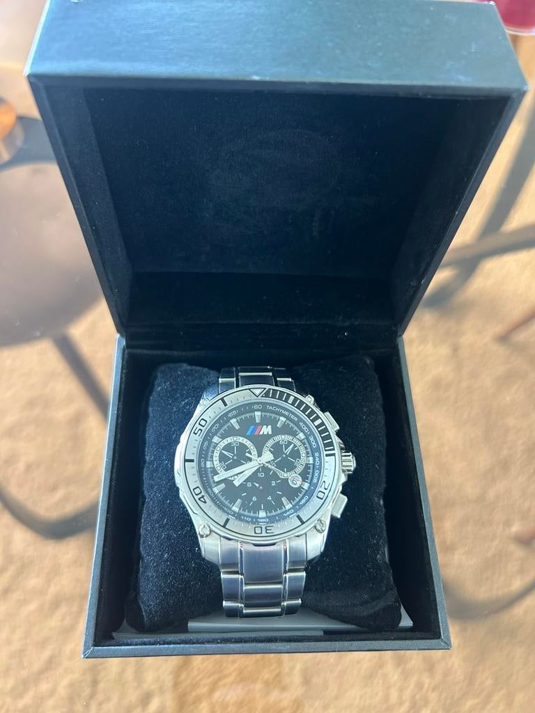 Montre BMW M Motorsport Chronograph  – Boîte et papiers, Ophalen of Verzenden, Zo goed als nieuw, Staal, Staal