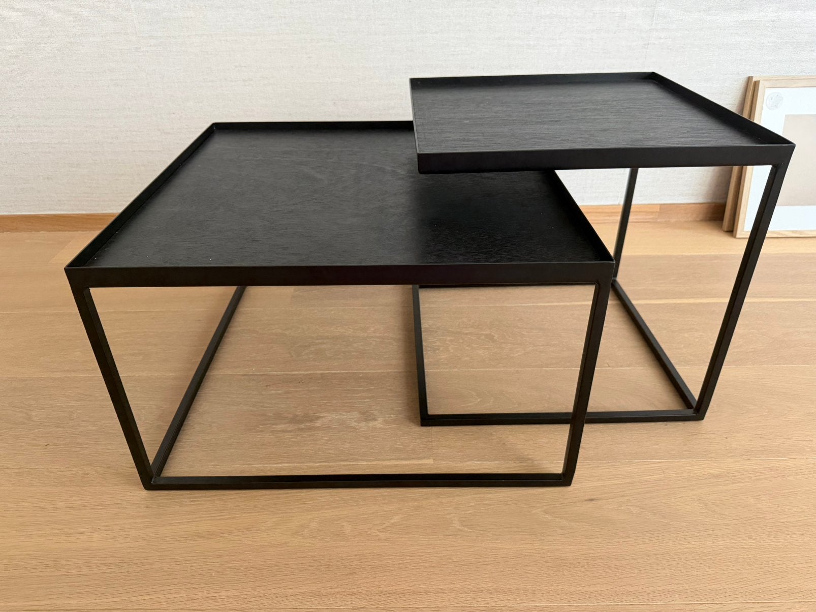 Table set square tray, plateau’s Etnicraft, Maison & Meubles, Enlèvement, Comme neuf, Carré, Autres essences de bois