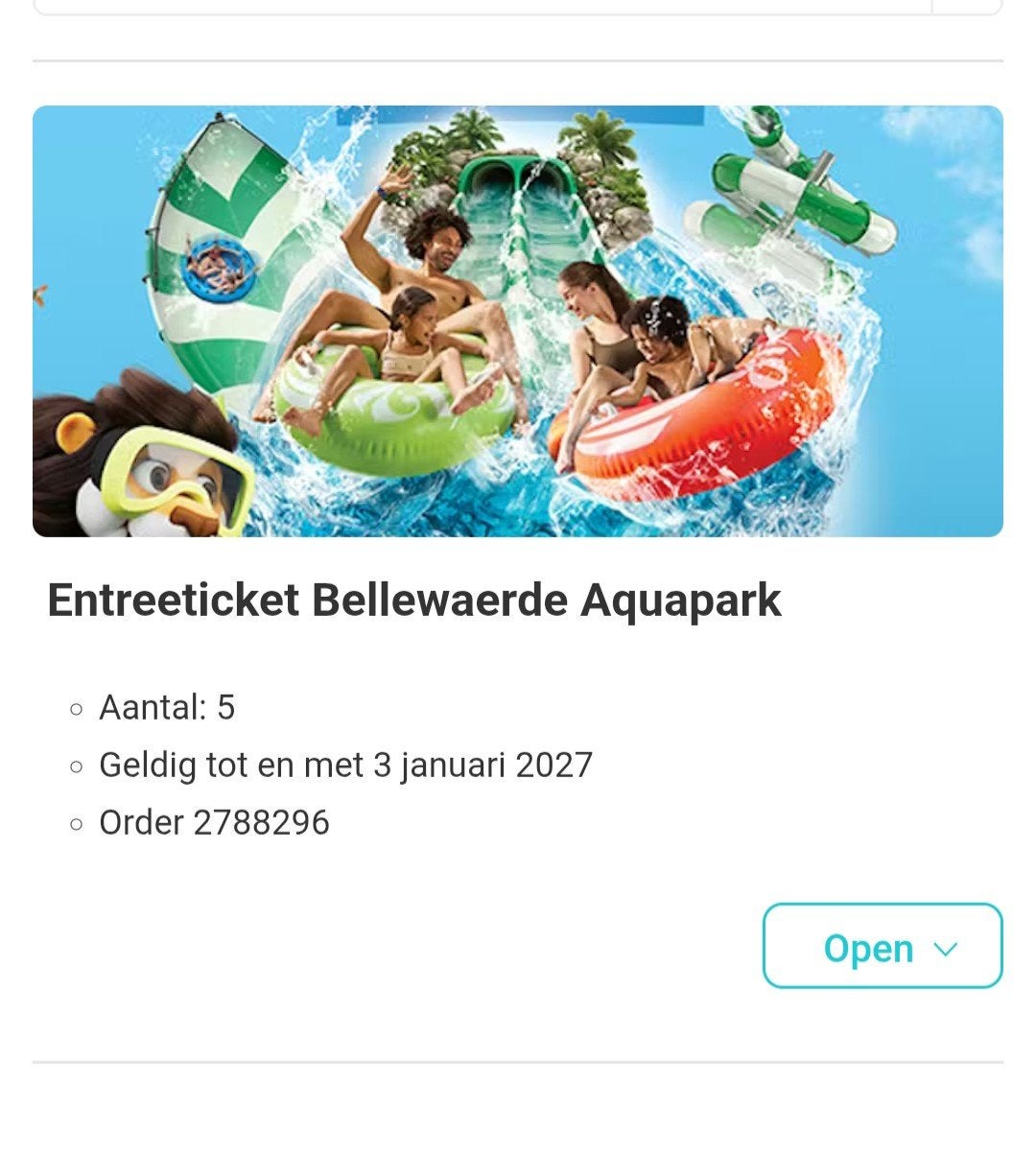 5 tickets voor Bellewaerde aquapark