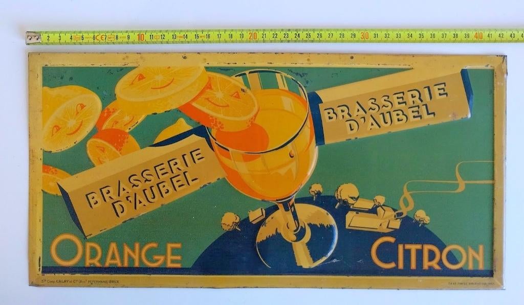Plaque tôlée Brasserie d'AUBEL ( 1947 ), Collections, Enlèvement ou Envoi