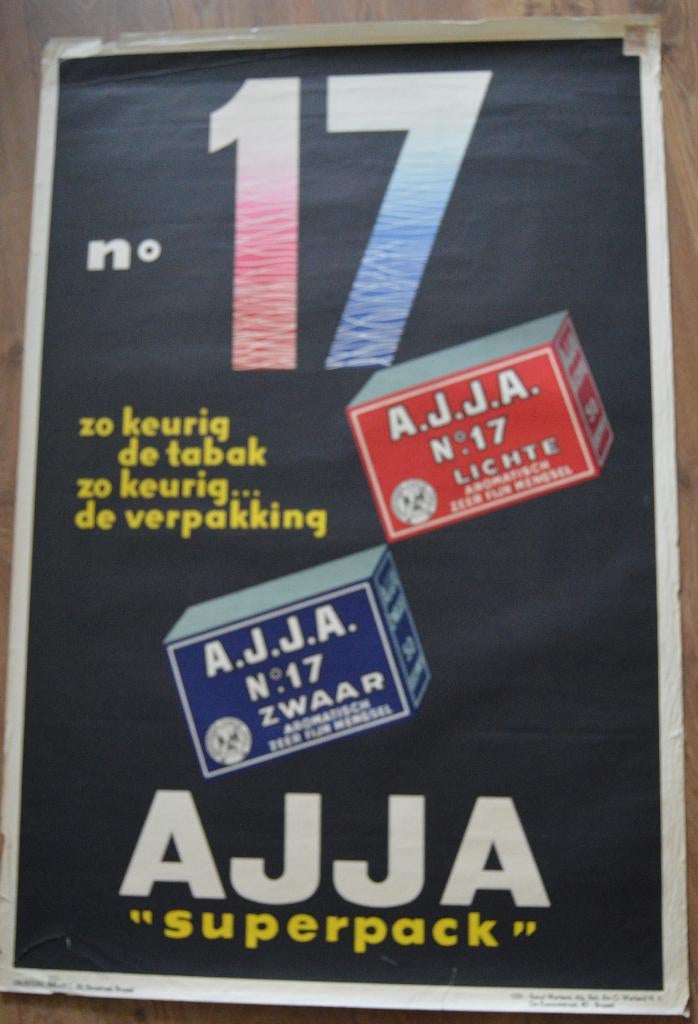 poster AJJA tabak superpack., Verzamelen, Ophalen, Gebruikt, Reclamebord