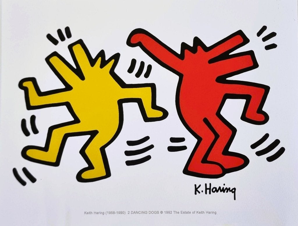 Keith Haring "Dancing Dogs" Officiële Pop Art print., Ophalen of Verzenden, Overige techniek