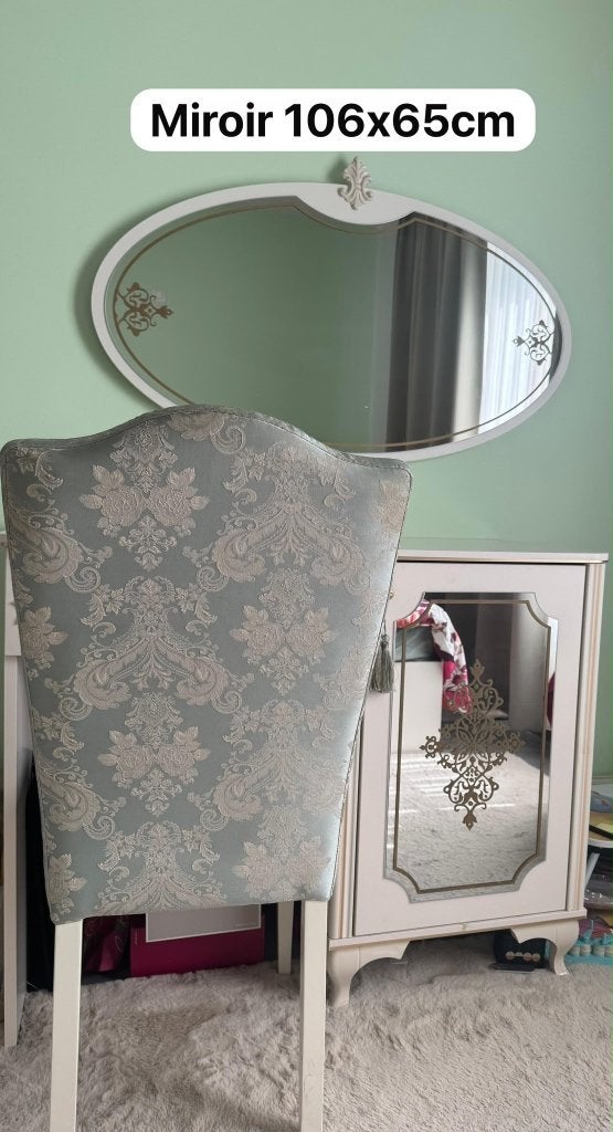 Coiffeuse avec miroir et chaise (106x48x70 cm), 100 tot 150 cm, Zo goed als nieuw, Minder dan 100 cm, Hout