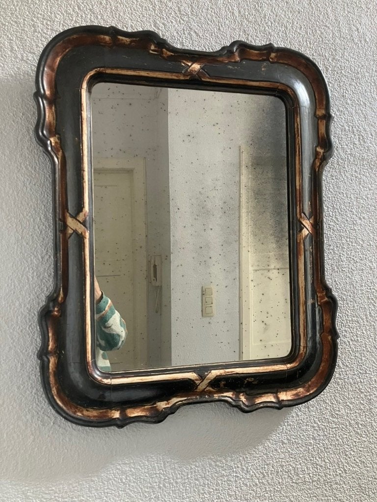Miroir italien laqué noir, Maison & Meubles, Accessoires pour la Maison | Miroirs, Moins de 100 cm, Enlèvement, Utilisé, 50 à 75 cm