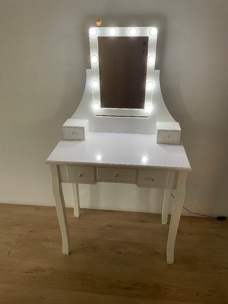 Make up tafel inclusief stoeltje, Ophalen, Gebruikt, Gehele gezicht, Wit