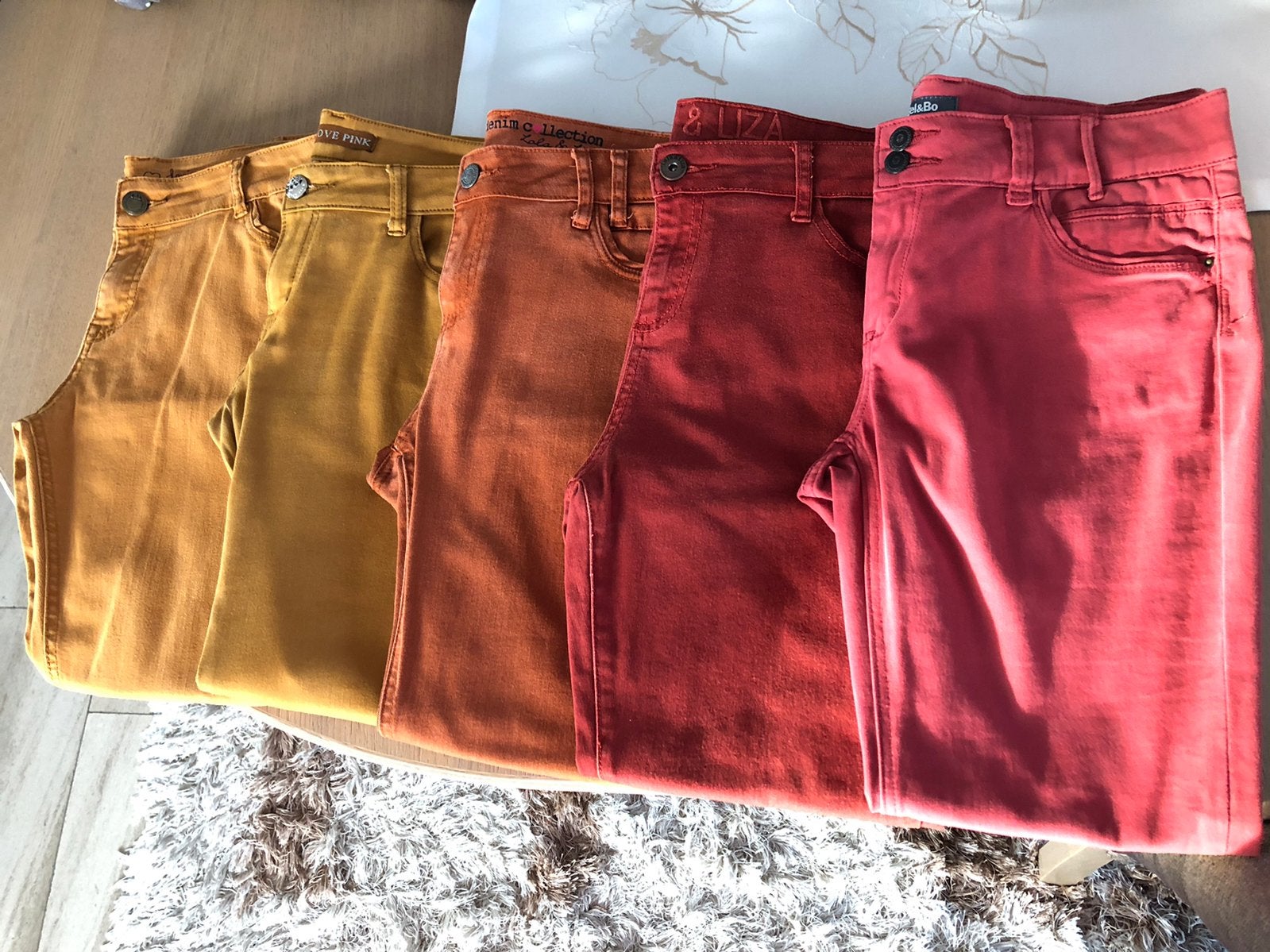 Broeken oker/ roestbruin/ rood maat 42 & 44, Enlèvement, Comme neuf, Autres couleurs, W33 - W36 (confection 42/44)