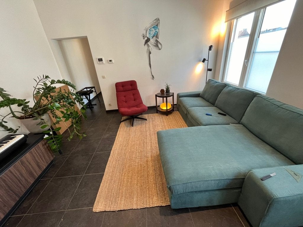 IKEA VIMLE 3-zitsbank met chaise longue in groen ribfluweel, Ophalen, Hout, Driepersoons, Zo goed als nieuw