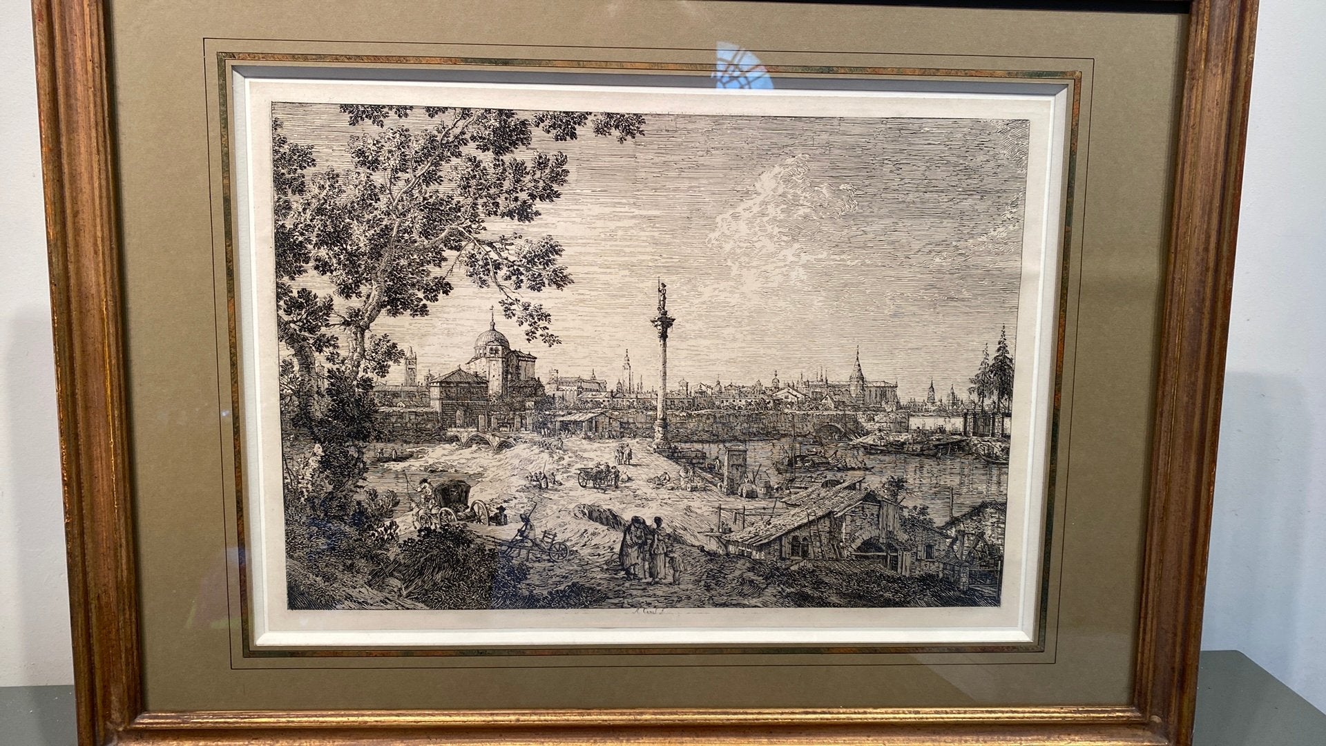Bernardo belotto, Antiek en Kunst, Kunst | Etsen en Gravures, Ophalen, Ingelijst, 32 cm, Overige technieken