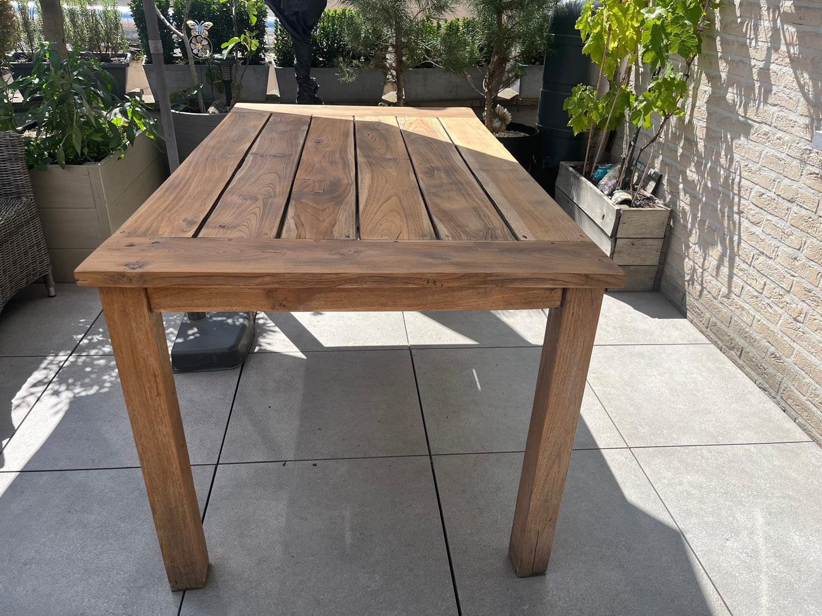 Prachtige massieve teak tuintafel, Tuin en Terras, Ophalen, Gebruikt, Rechthoekig, Hout