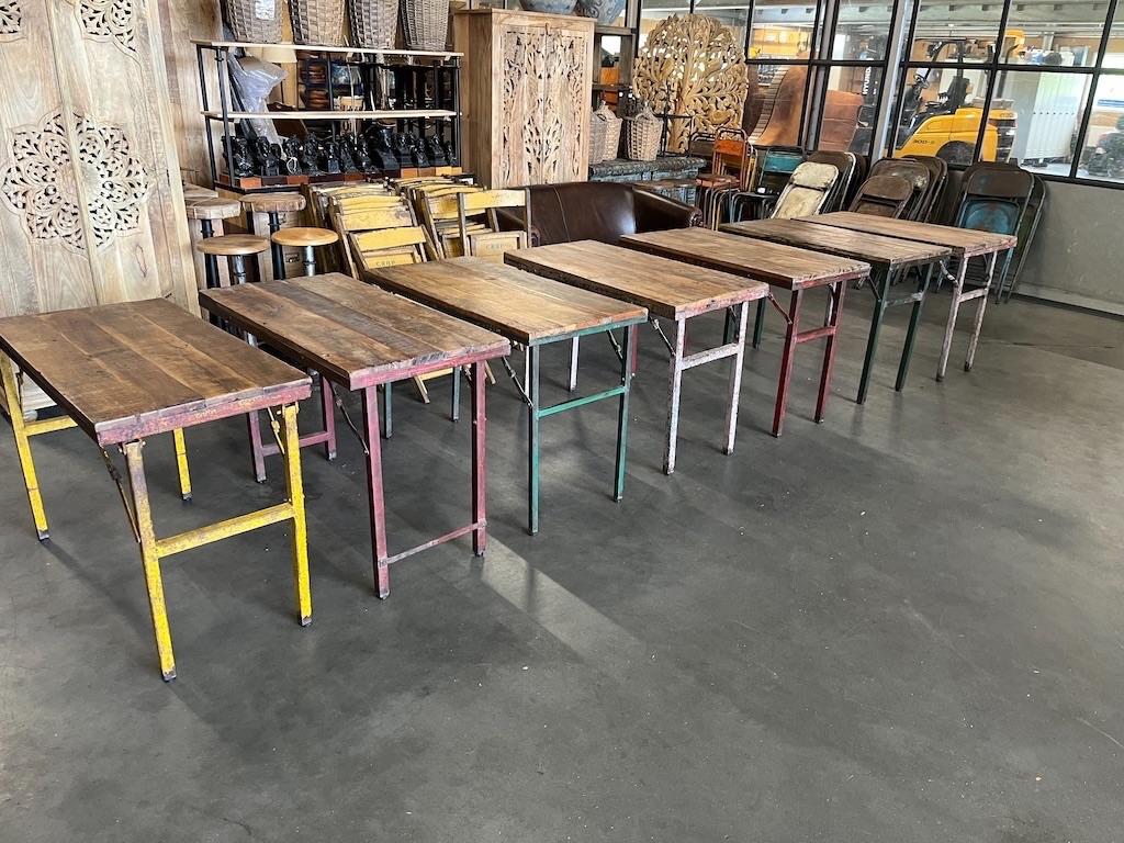 Oude inklapbare Cafe tafels/bistrotafels/eettafels origineel, Huis en Inrichting, Gebruikt, 100 tot 150 cm, 50 tot 100 cm, Vier personen