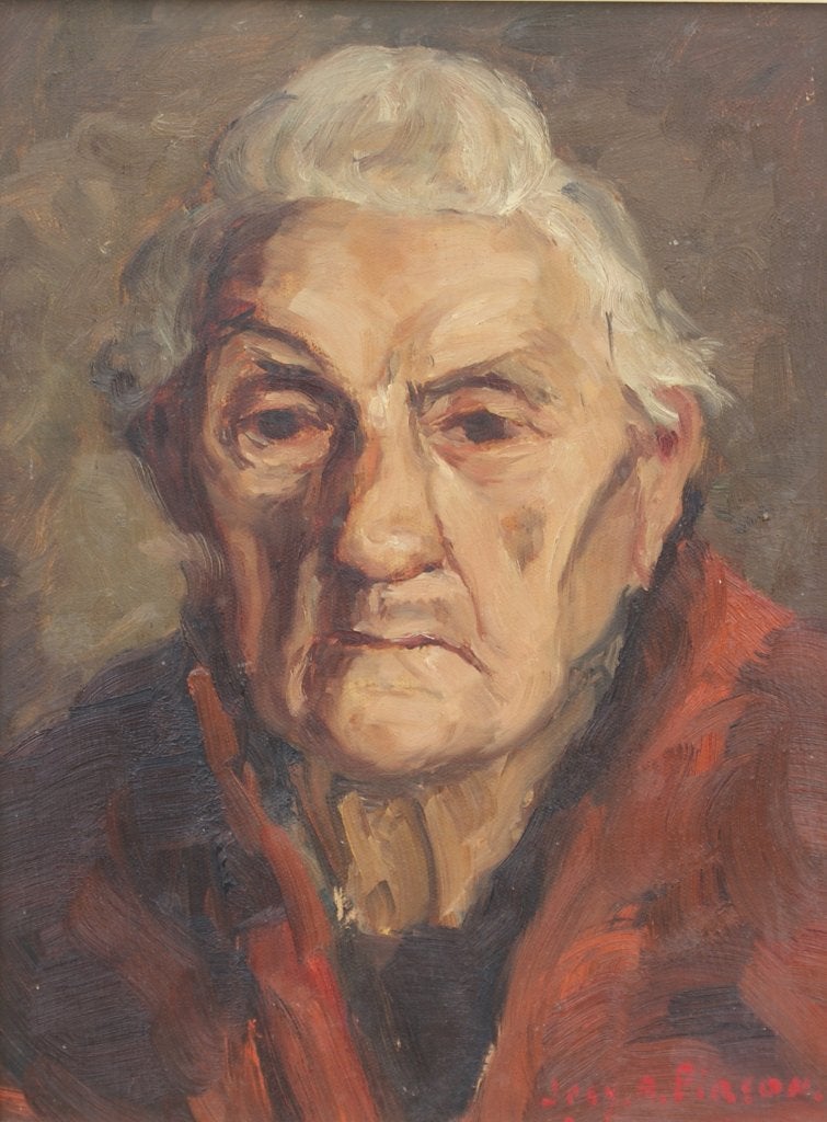 Josy-Anne Pirson (1911-1979) Oude vrouw (O/D, 38 x 48 cm), Ophalen of Verzenden