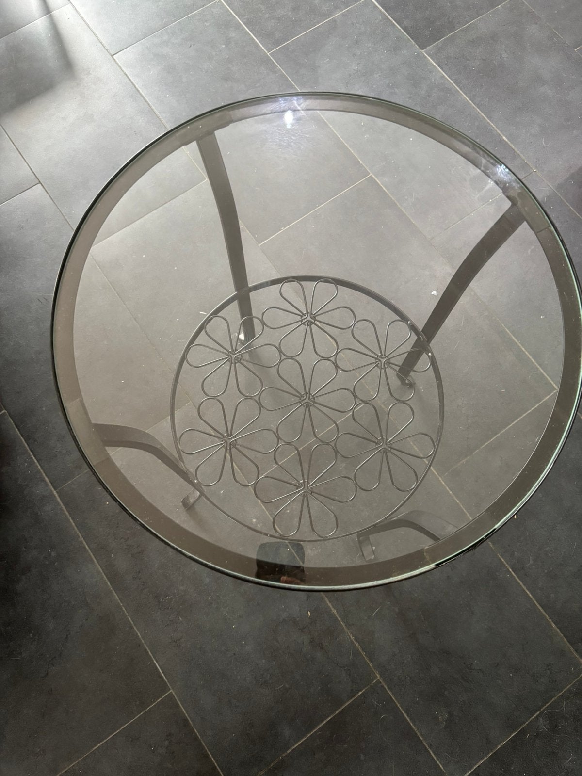 Petite table ronde Klingsbo verre et acier, Enlèvement, Comme neuf, Verre, Plateau