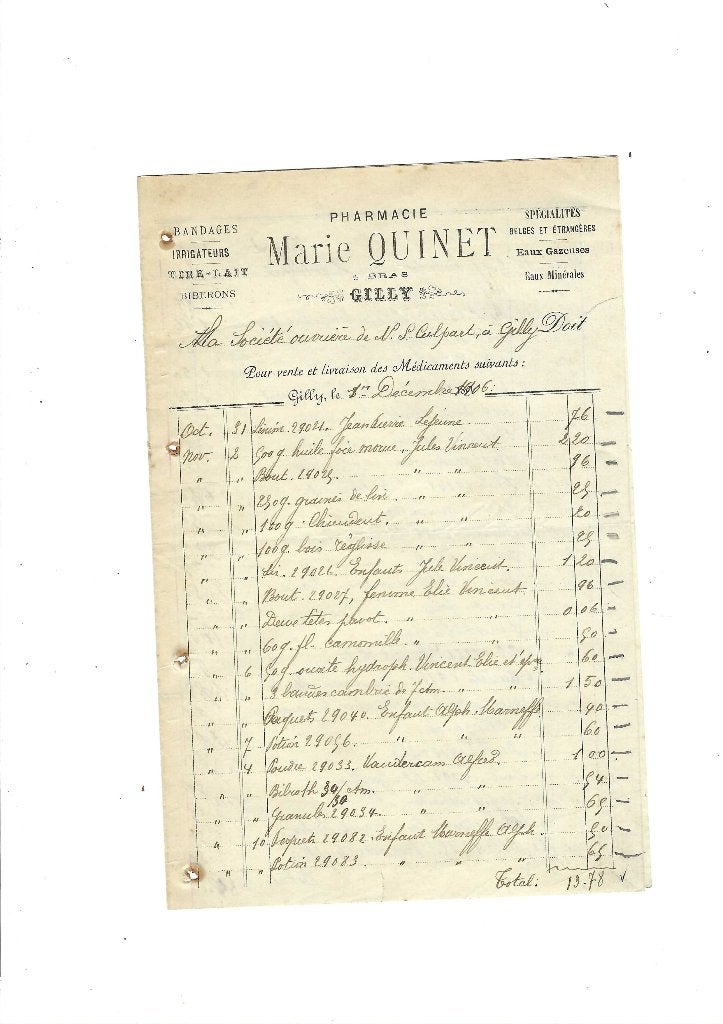 Ancienne facture 1906, Enlèvement ou Envoi, Utilisé