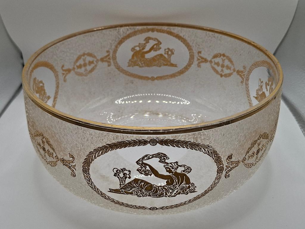Rare coupe dégagé à l'acide cristal Saint louis. Motif en or, Antiek en Kunst, Ophalen