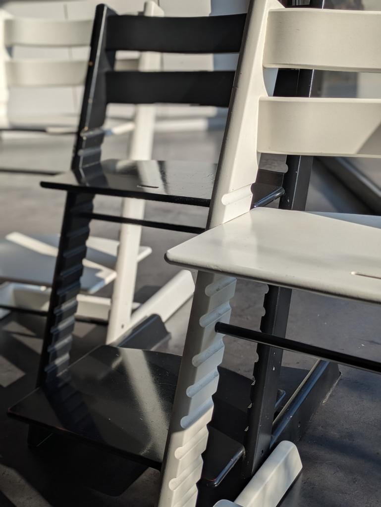 Tripp Trapp Stokke kinderstoel (3x), Huis en Inrichting, Stoelen, Gebruikt, Drie, Hout, Wit, Ophalen
