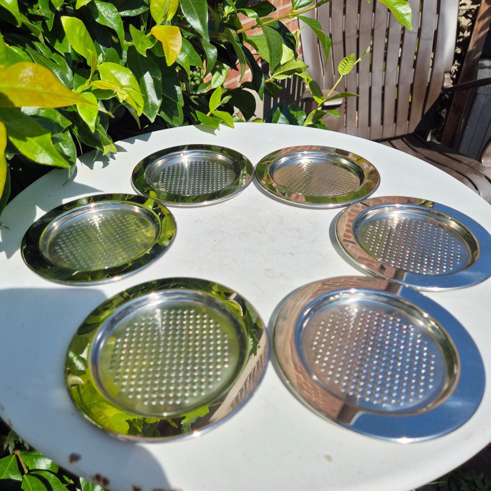 Alessi, glas onderzetter , inox 18/10,  6, Antiek en Kunst, Ophalen of Verzenden