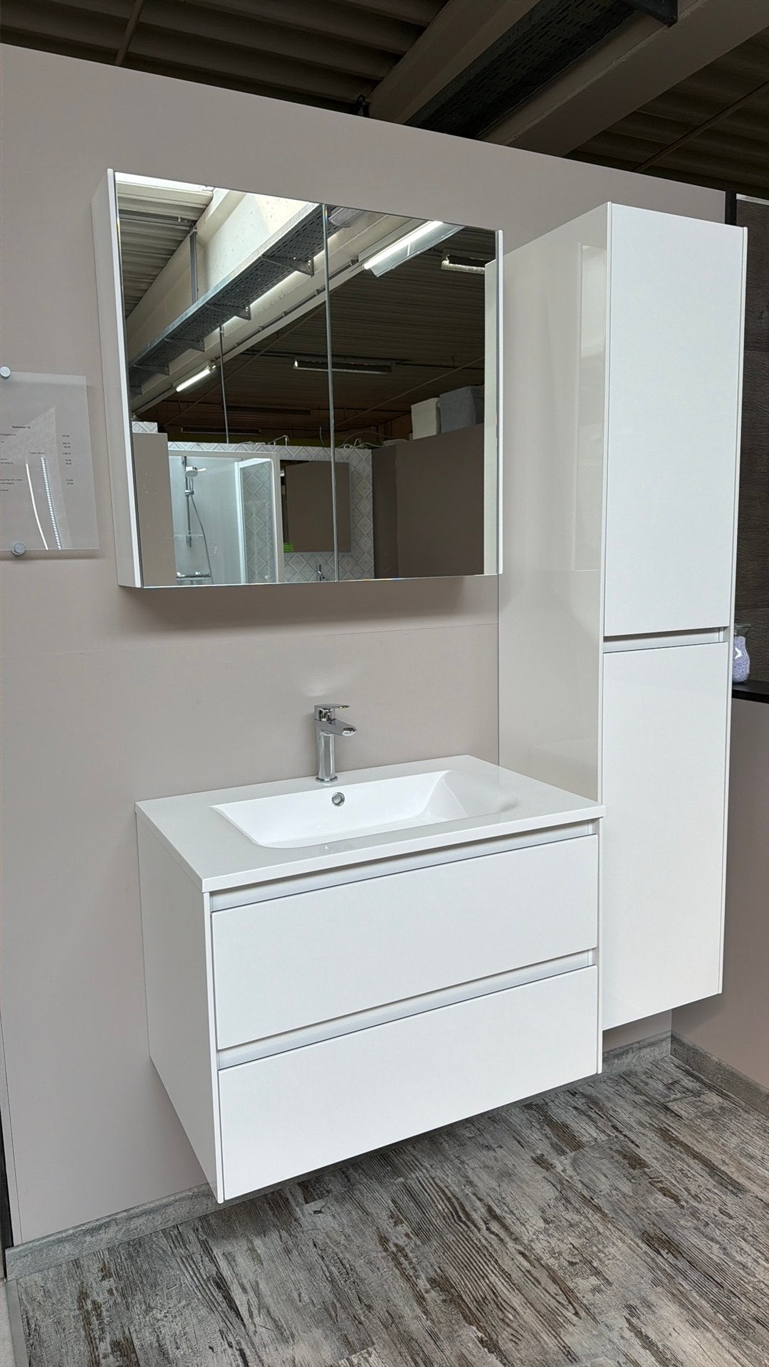 Badkamermeubel wit glans 75 cm + kolomkast 35 cm, Huis en Inrichting, Ophalen, 100 tot 150 cm, Nieuw, 25 tot 50 cm
