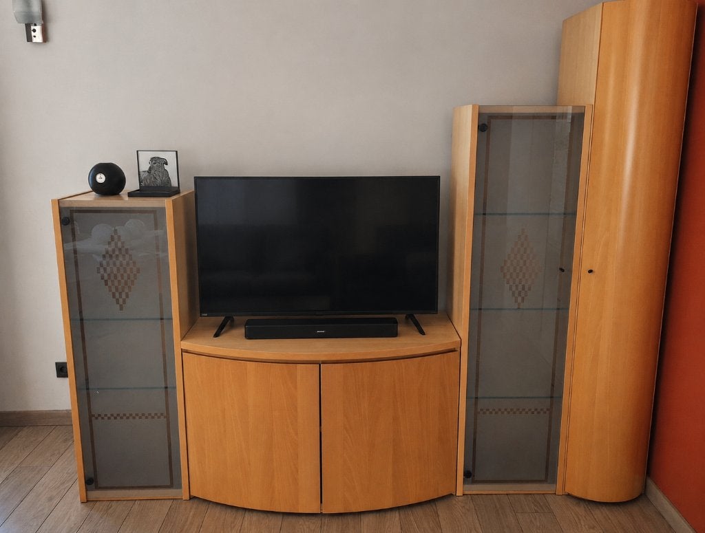 Moduleerbaar tv-meubel / wandmeubel met vitrinekasten, Huis en Inrichting, Ophalen, 200 cm of meer, Zo goed als nieuw, 200 cm of meer