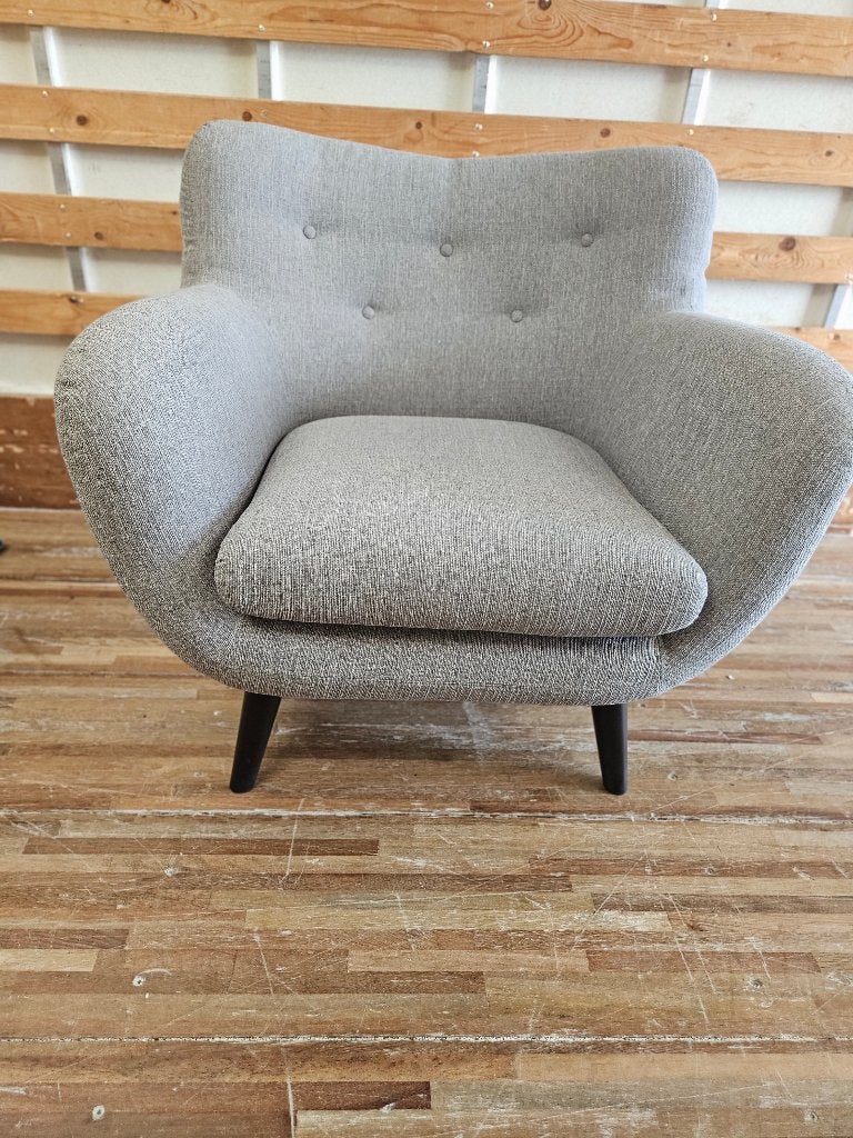 Grijze design fauteuil & Groen marmeren Dutchbone tafeltje, Enlèvement, Comme neuf, 75 à 100 cm, 50 à 75 cm