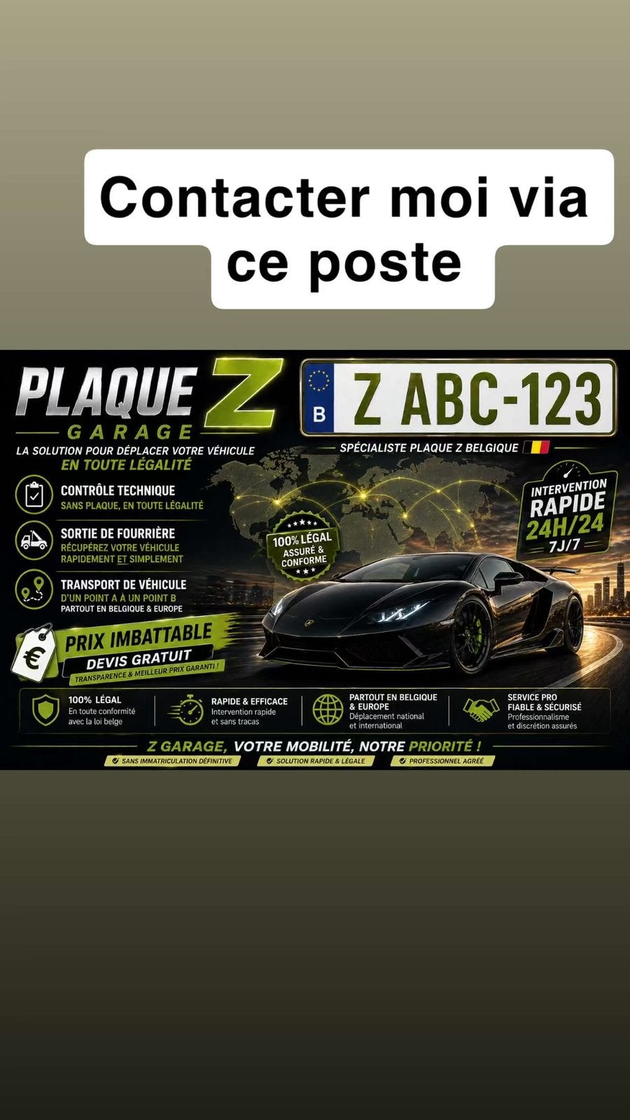 PLAQUE Z – Z GARAGE | SERVICE PROFESSIONNEL EN BELGIQUE, Enlèvement, Comme neuf