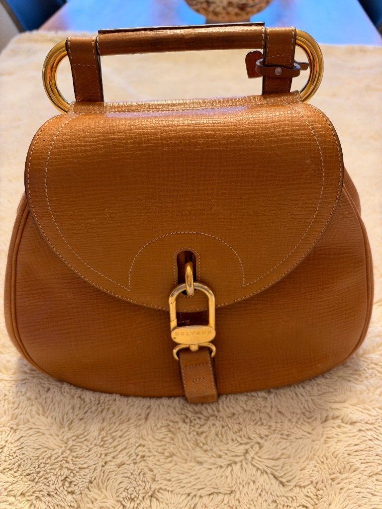 Vintage Delvaux Cerceau Handtas – Cognac Leder, Handtassen en Accessoires, Ophalen of Verzenden, Zo goed als nieuw, Bruin, Handtas