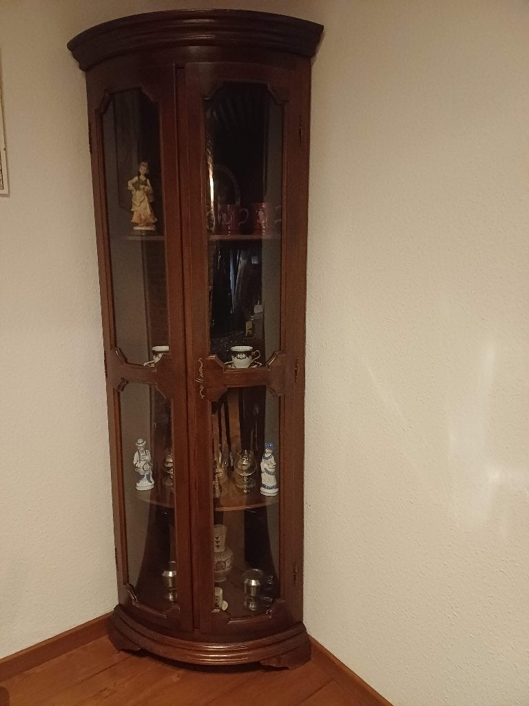 Klassieke eiken hoekvitrinekast met toogdeuren, Huis en Inrichting, Ophalen, 200 cm of meer, Eikenhout, 50 tot 100 cm
