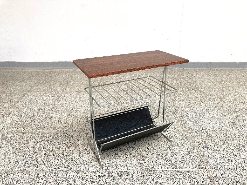 Vintage bijzettafeltje/magazine rekje 1960's, Overige materialen, Minder dan 55 cm, Gebruikt, Mid-century