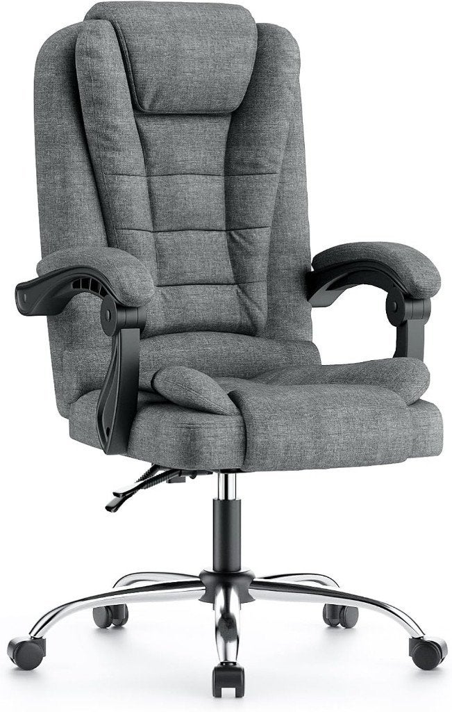 Fauteuil de Bureau,Inclinable, Coton et Lin, Gris Foncé, Maison & Meubles, Enlèvement, Neuf, Synthétique