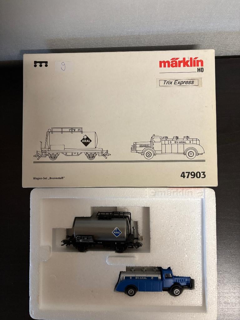 Marklin 47903 Aral ketelwagen en vrachtwagen, Hobby en Vrije tijd, Wisselstroom, Ophalen of Verzenden, Analoog, Märklin