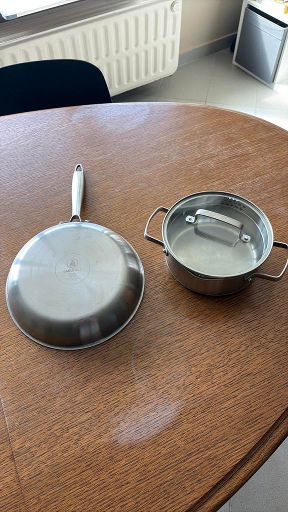 LAGUIOLE inductiekookpan 25 cm+Green Pan 19 cm steelpan, Huis en Inrichting, Ophalen, Inox, Pannenset, Zo goed als nieuw