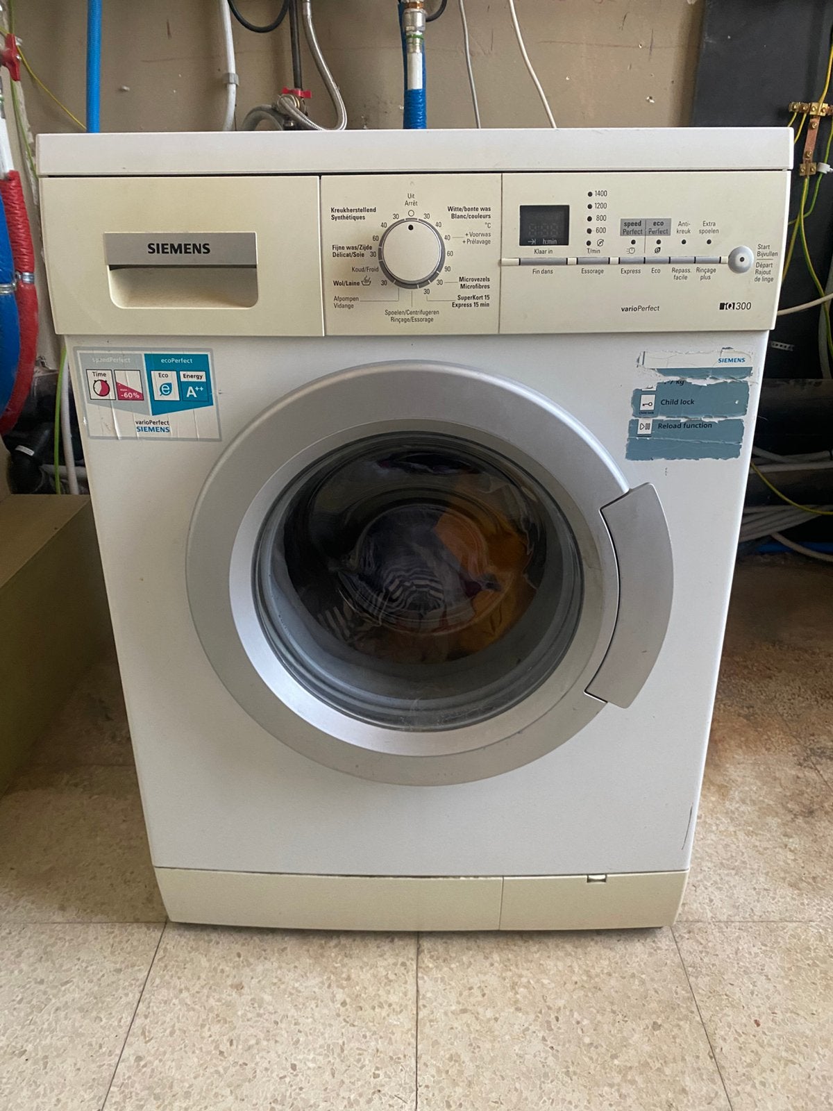 Siemens IQ300, 6 tot 8 kg, Ophalen, Gebruikt, Voorlader