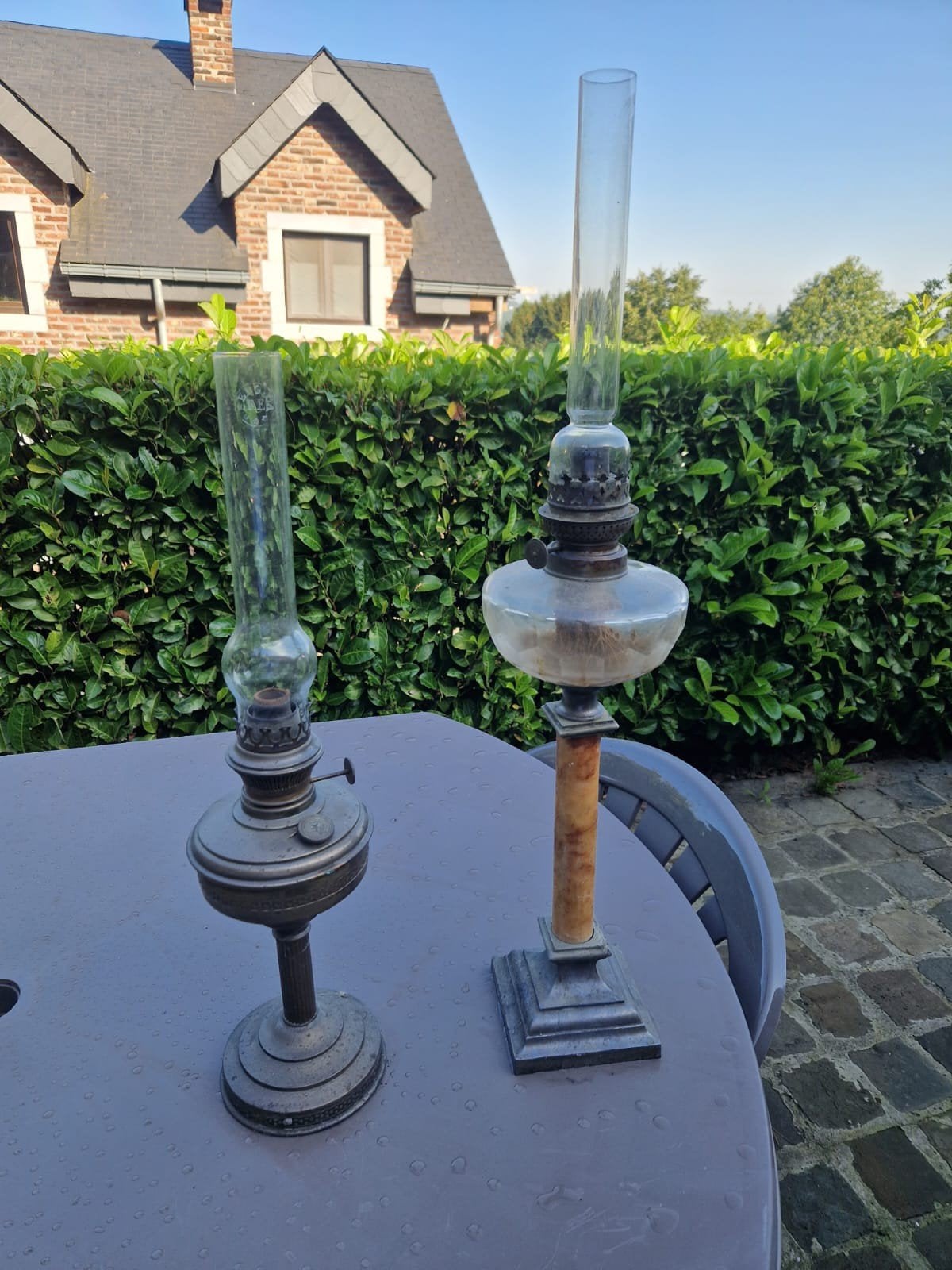 Lot de 2 quinquets - lampes à huile, Enlèvement