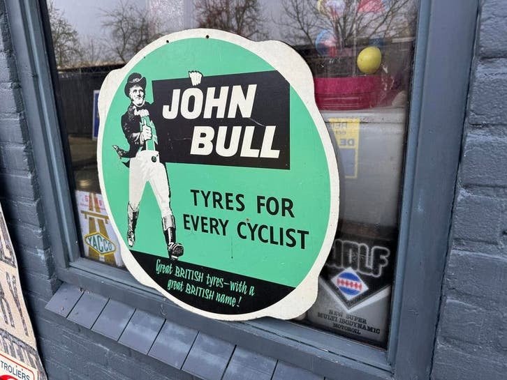 Vintage John Bull Fietsbanden Reclamebord