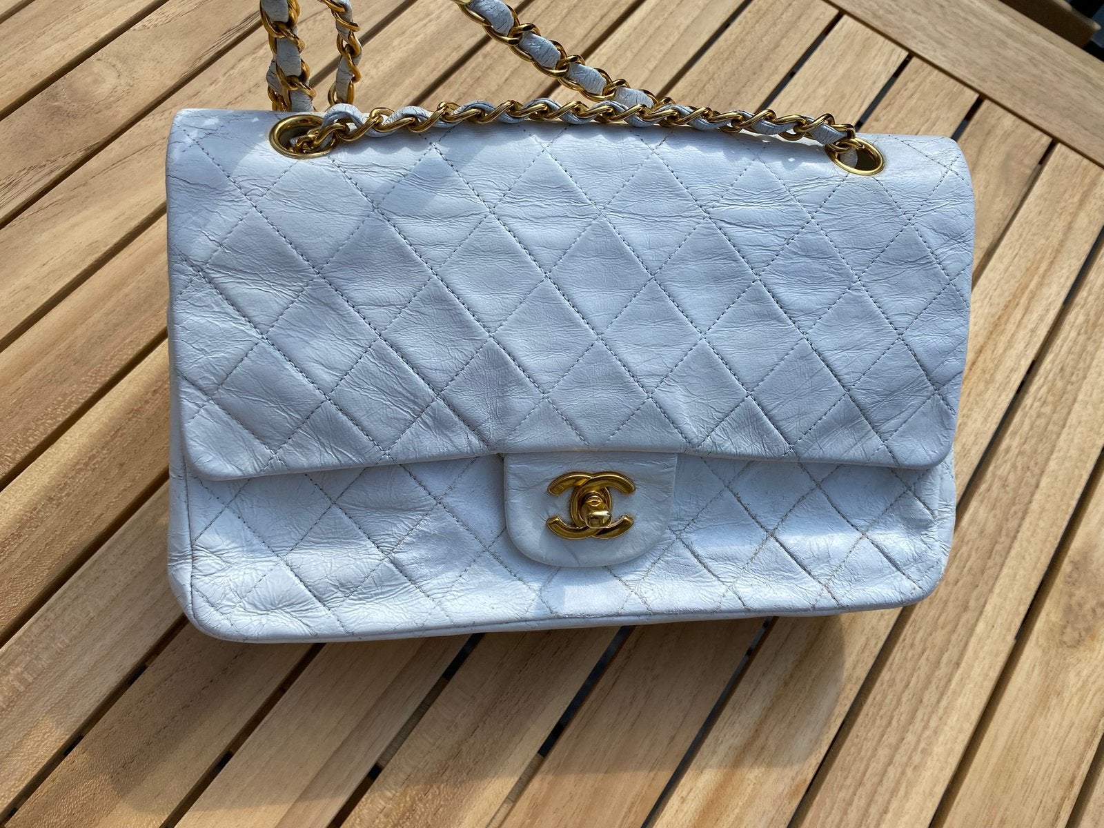 Chanel flap bag, Ophalen, Gebruikt, Wit