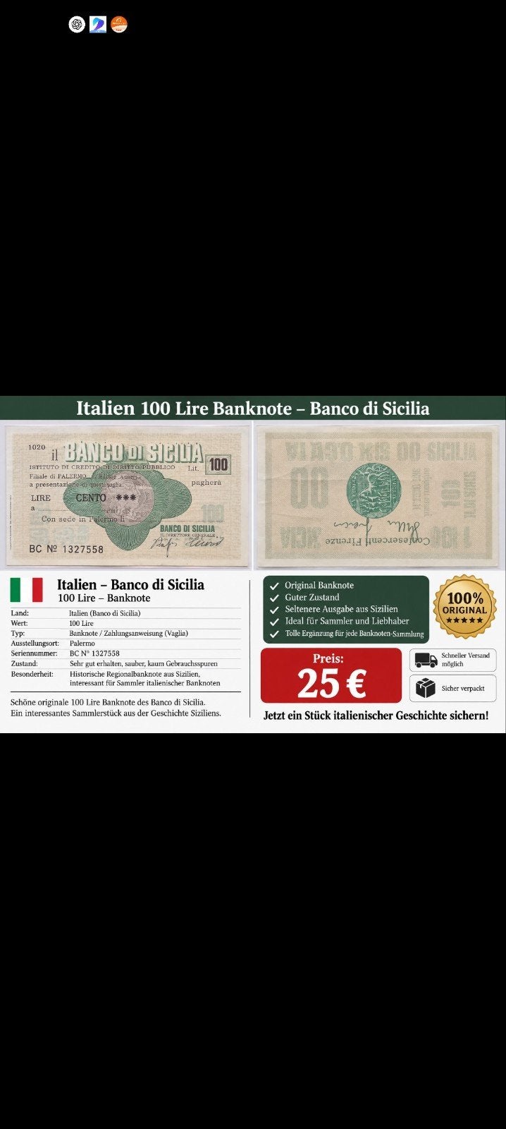 billet de banque, Enlèvement ou Envoi
