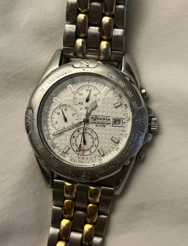 Rodania chronograph 10 atm, Montre-bracelet, Autres marques, Enlèvement ou Envoi, Acier
