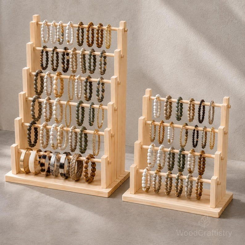 Présentoir en bois pour bijoux (NEUF), Enlèvement, Neuf, Beige