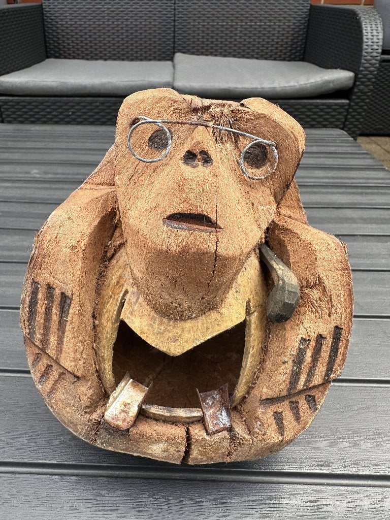 Tête de singe noix de coco sculptée – Déco vintage  exotique, Enlèvement ou Envoi