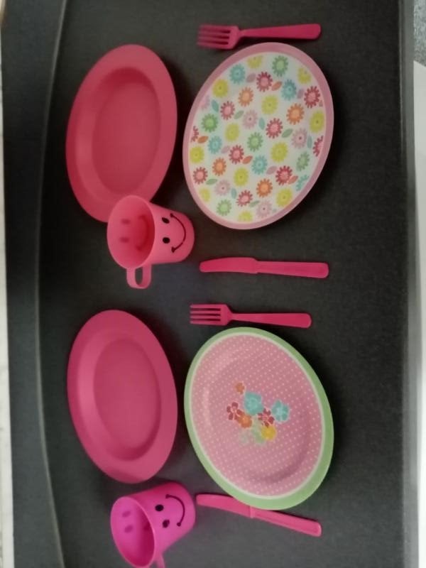 2x 5-delig eetset kinderbord bord beker + bestek = 10 stuks, Ophalen of Verzenden, Zo goed als nieuw, Overige typen