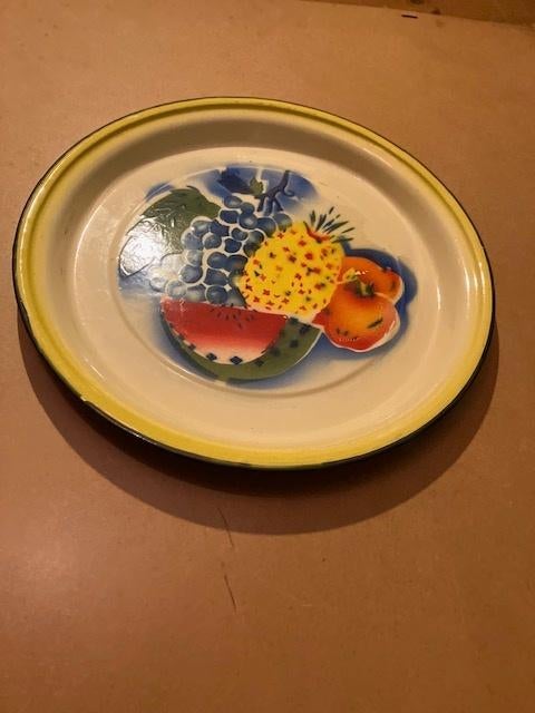 ANCIEN PLATEAU EMAILLEKEIZER.NL 36 CM, Enlèvement ou Envoi, Comme neuf, Rond, Métal