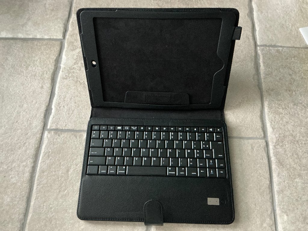 Wireless keyboard met lederen cover, Enlèvement ou Envoi, Azerty, Comme neuf, Sans fil
