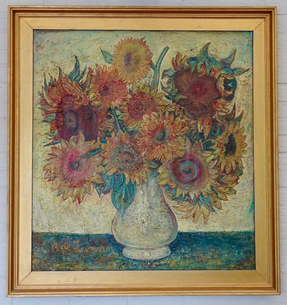 René De Lannoy (1907-1985) / Zonnebloemen, Antiek en Kunst, Kunst | Schilderijen | Modern, Ophalen of Verzenden