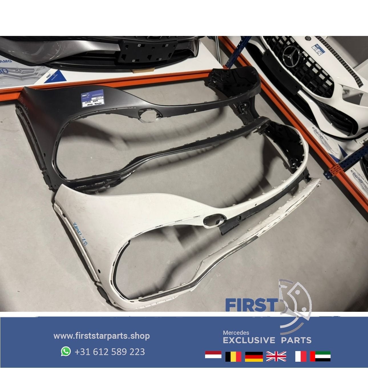 X243 Bumper Mercedes EQB W243 AMG A2438856901 Voorbumper WIT, Gebruikt, -, Voor, Ophalen of Verzenden