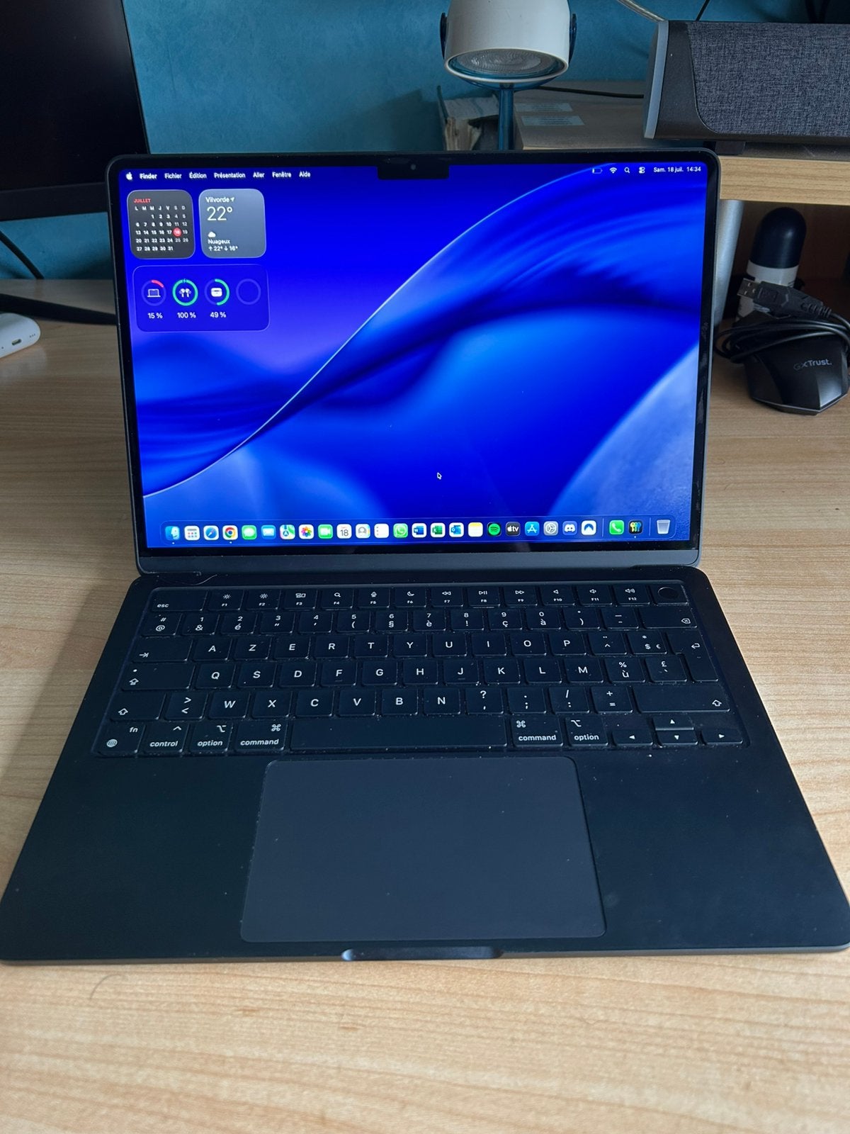 Macbook Air M2 2022 13 inch, Computers en Software, Apple Macbooks, Ophalen, Zo goed als nieuw, Azerty