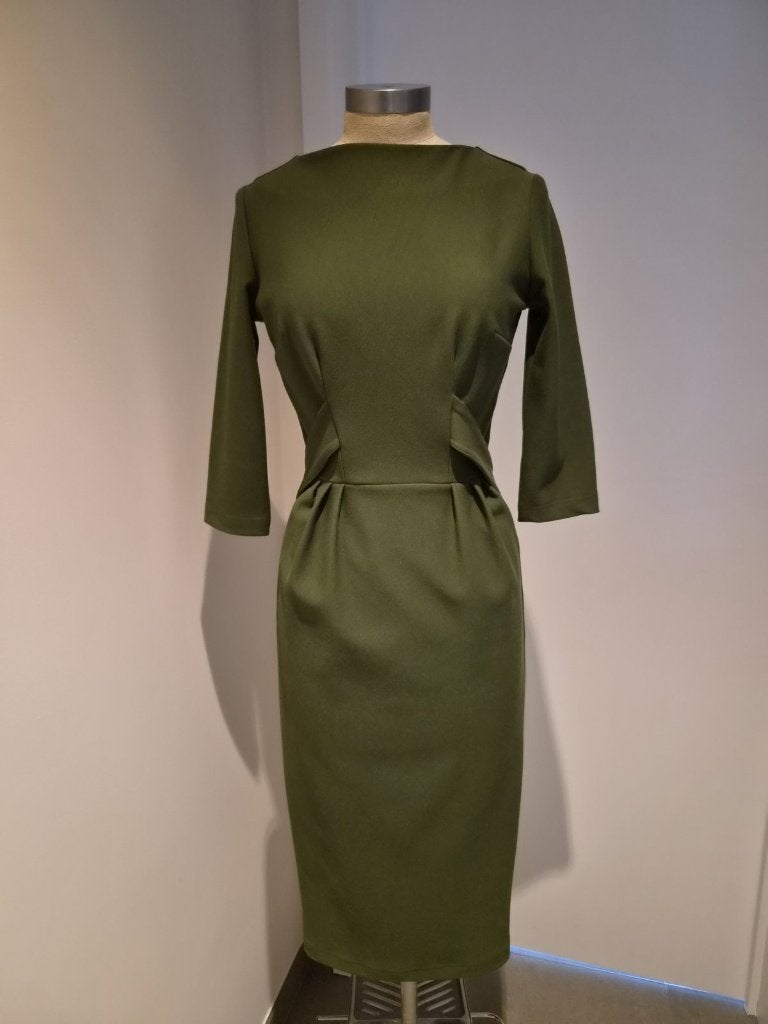 Tatyana pencil dress olijfgroen, retro jaren 50, maat XS, Tatyana, Ophalen of Verzenden, Zo goed als nieuw, Maat 34 (XS) of kleiner